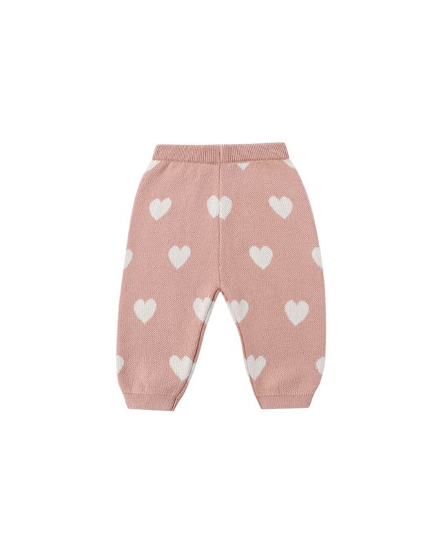 Heart Knit Pants Pink
