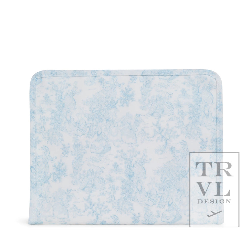 Roadie Large - Bunny Toile Blue Zip Pouch
