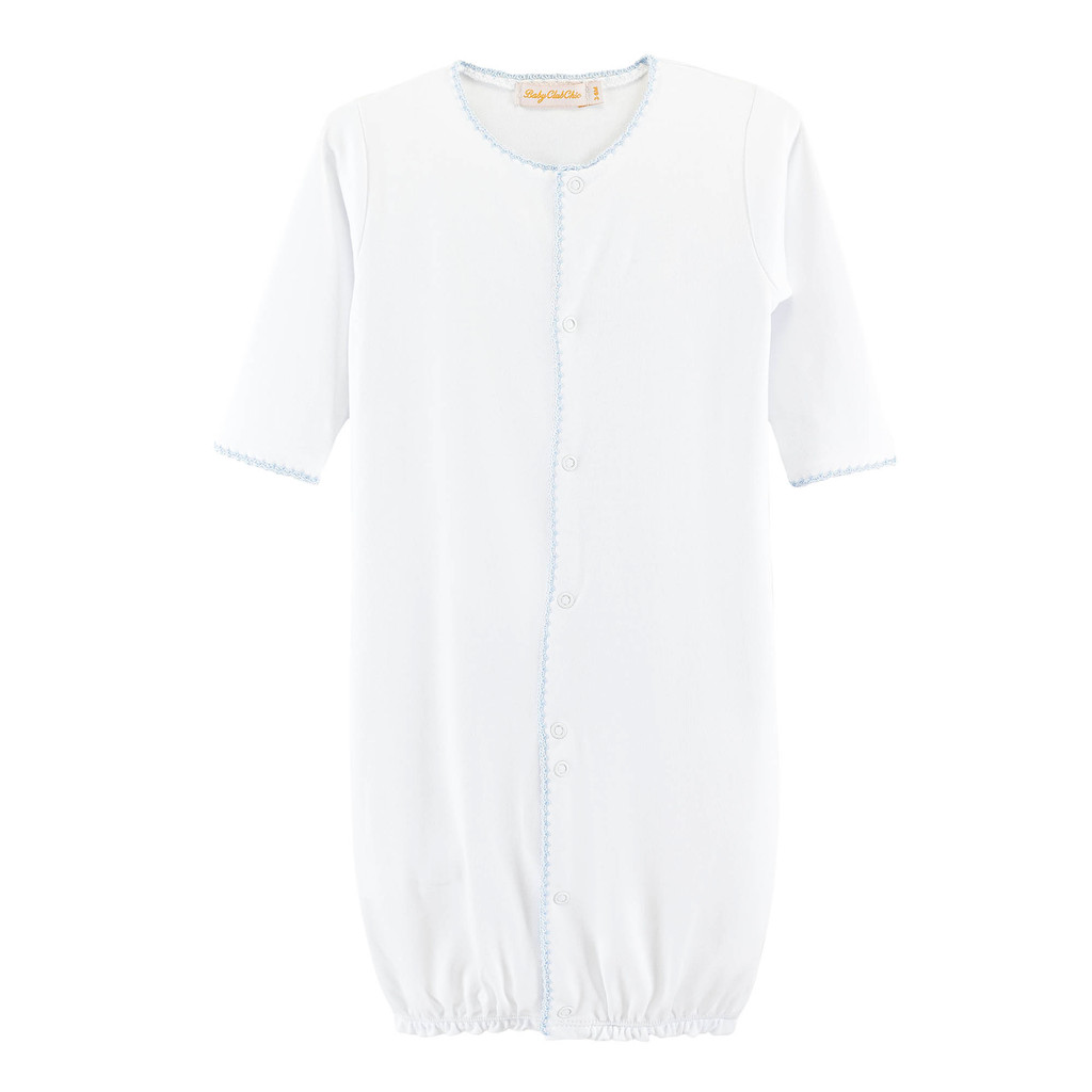 Converter Gown with Blue Crochet Trim