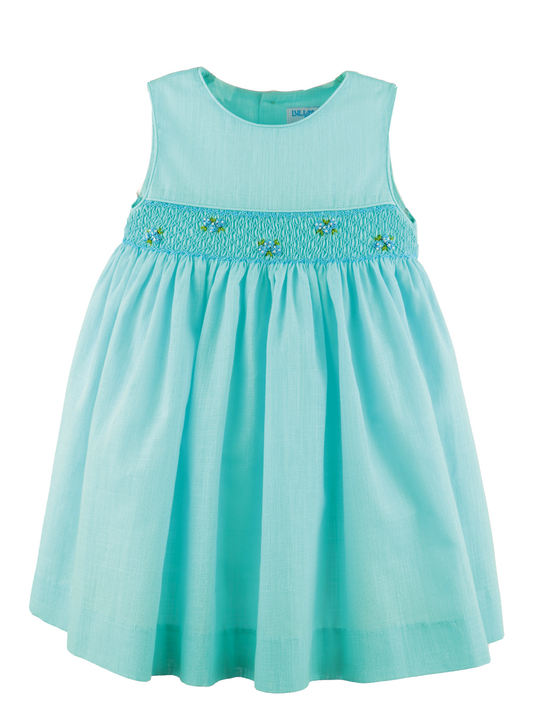 Fil a Fil Smock Dress Turquoise