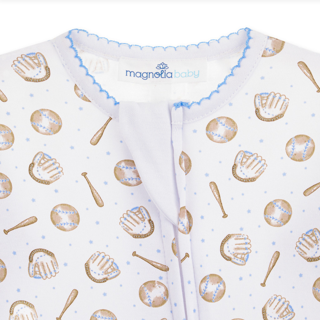 Precious Lil' Sluggers Light Blue Print Zip Footie