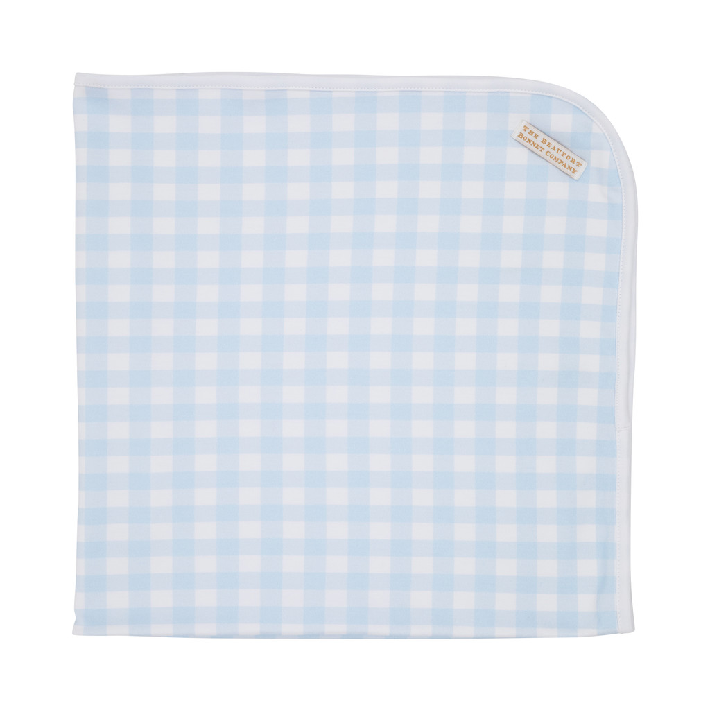 Baby Buggy Blanket - Buckhead Blue Gingham/Worth Ave White