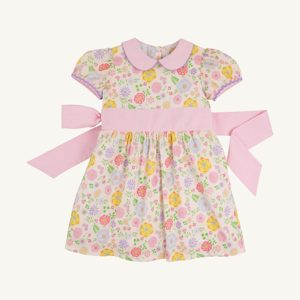 Cindy Lou Sash Dress Broadcloth - Boca Grande Begonia/Hamptons Hot Pink Pique Stripe