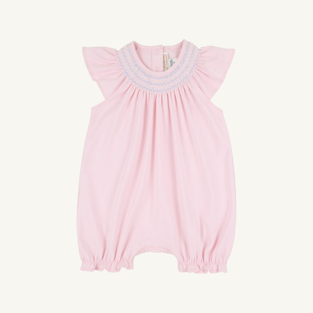 Sandy Smocked Romper - Palm Beach Pink/Beale Street Blue and Worth Ave White