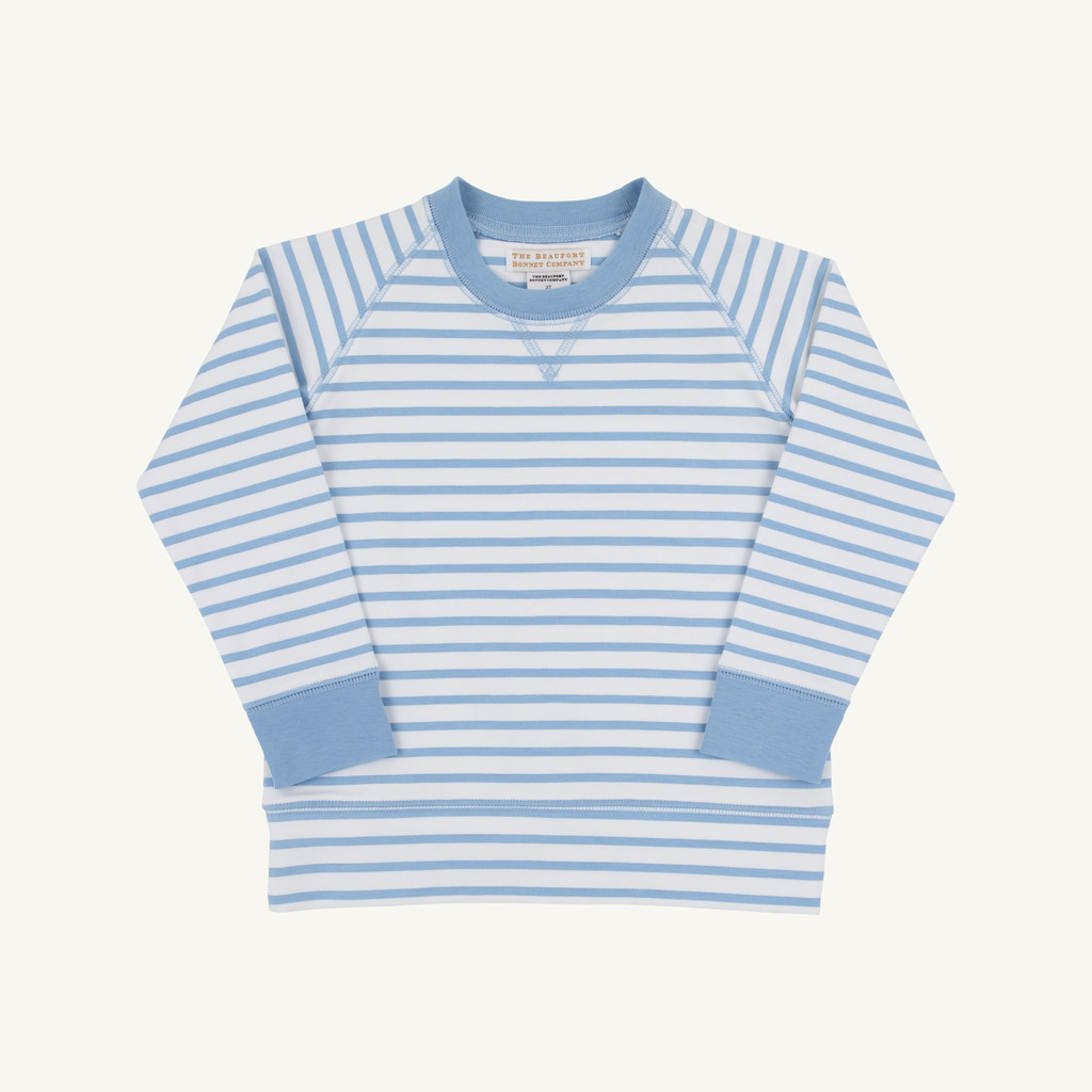 Cassidy Comfy Crewneck Boys FT - Sarasota Sky Stripe/Sarasota Sky