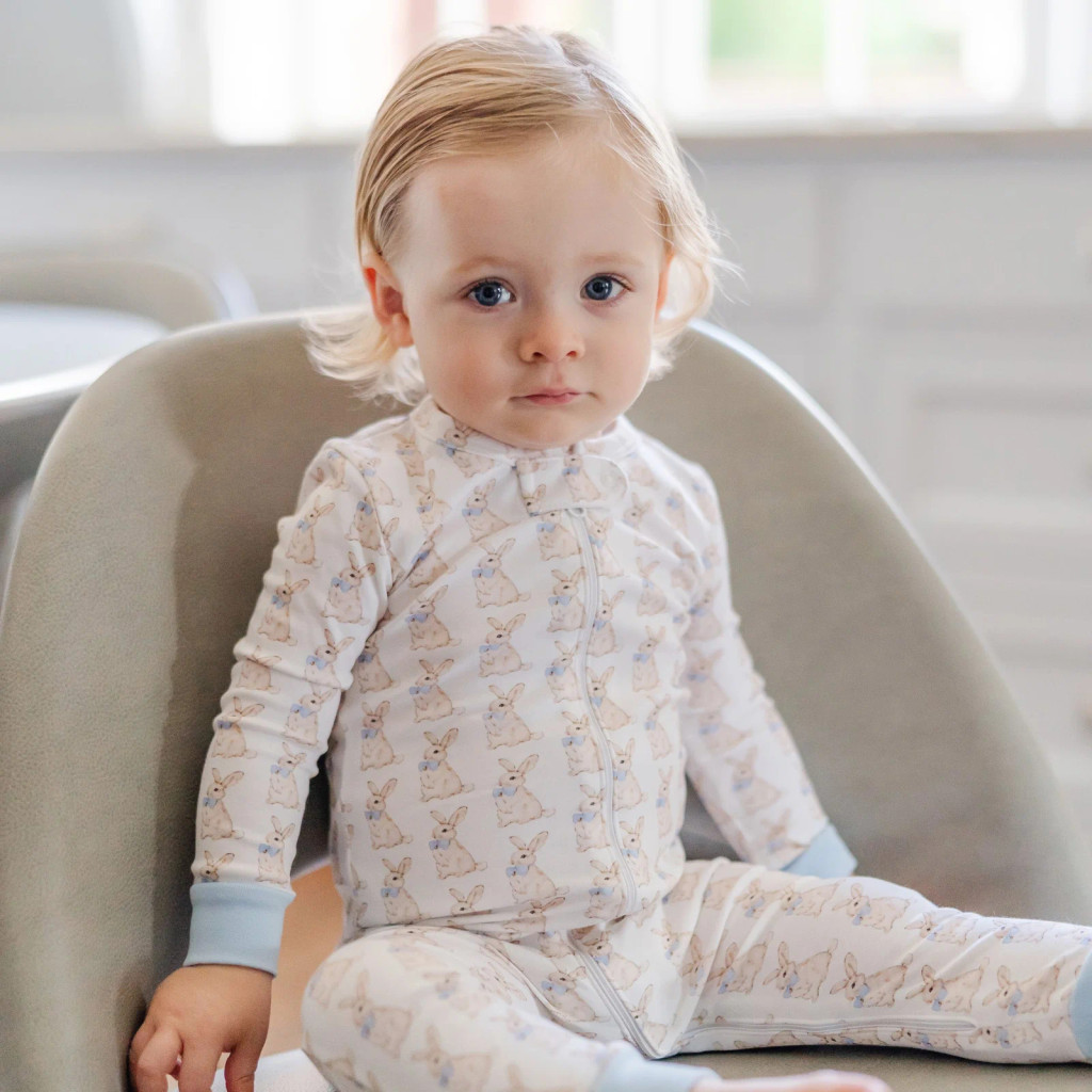 Parker Zipper Pajama - Easter Bunnies Blue