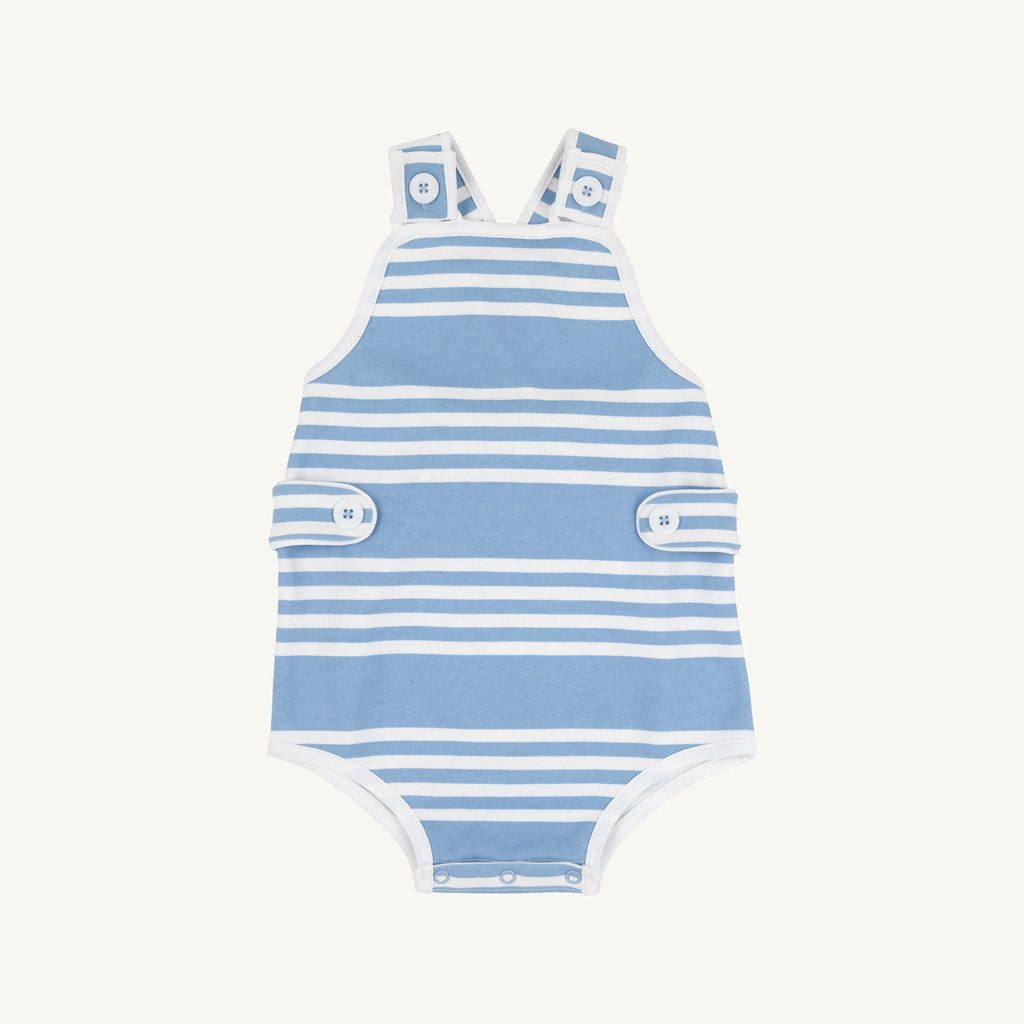 Skipper Sunsuit Pima - Saddle Ridge Stripe (Sarasota Sky)/Worth Ave White