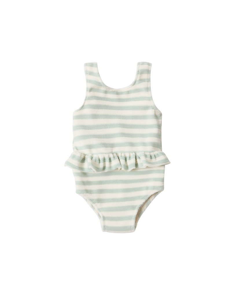 Skirted One Piece - Seafoam Stripe