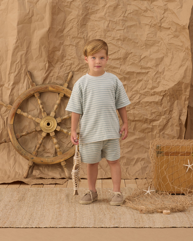 Terry Boys Short - Seafoam Stripe