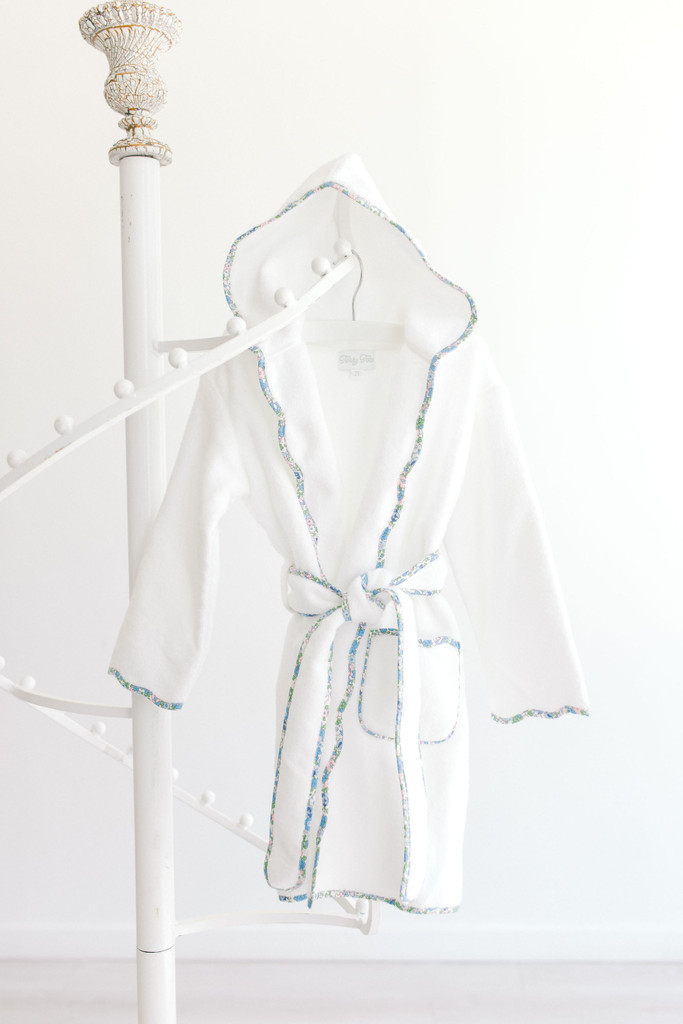 Bathrobe - Blue Floral Trim