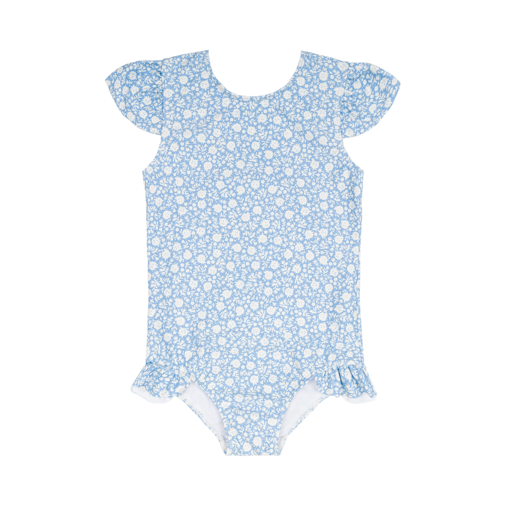 Girls Alpine Fiore Ruffle Cup Sleeve Rashguard One Piece