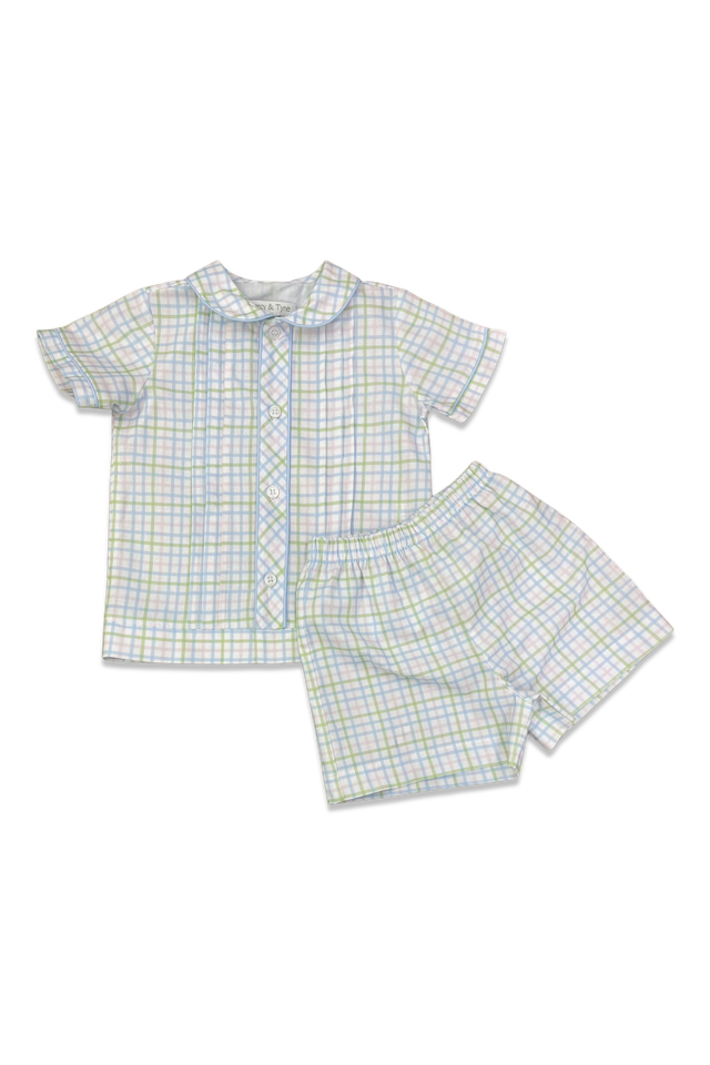 Short Sleeve Peter Pan Short Set - Hobbs Check