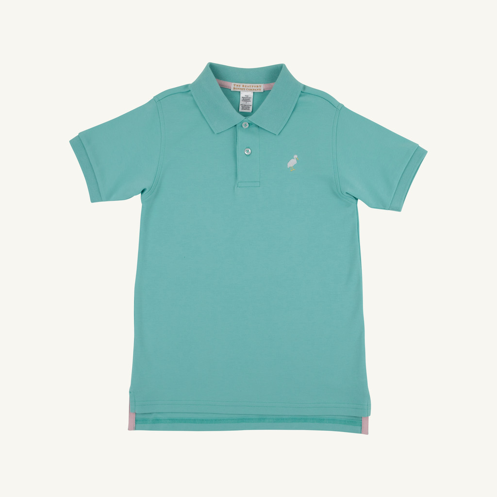 Prim and Proper Polo Short Sleeve Pima - Turks Teal/Multicolor