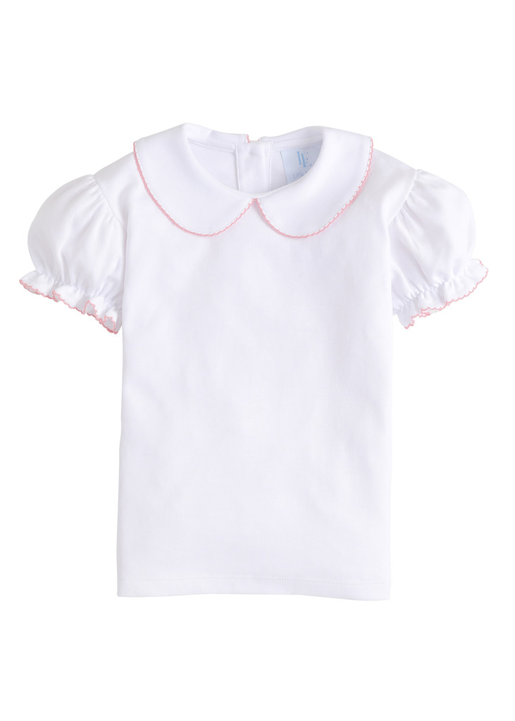 Short Sleeve Peter Pan Blouse - Light Pink