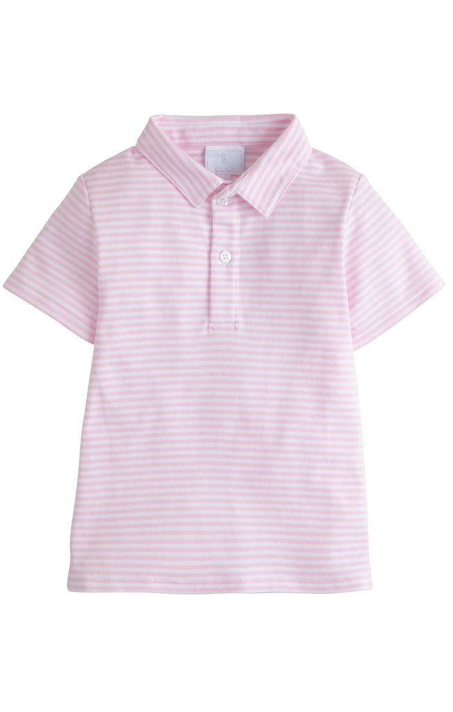 Short Sleeve Polo - Light Pink Stripe