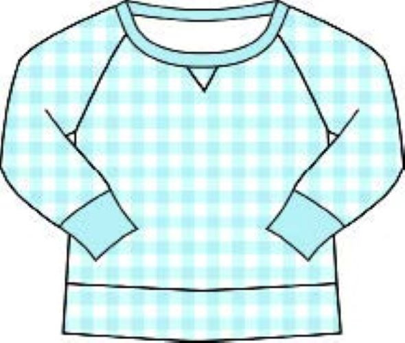 Cassidy Comfy Crewneck Boys FT - Buckhead Blue Gingham/Buckhead Blue