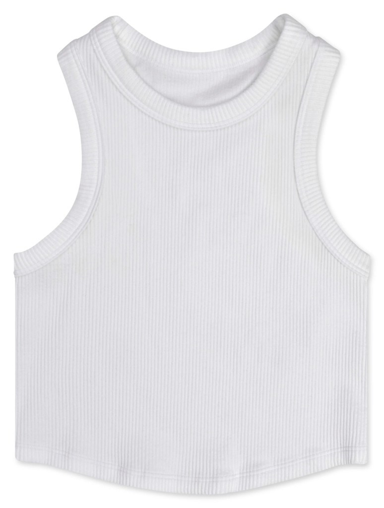 White Cropped Racerback Top