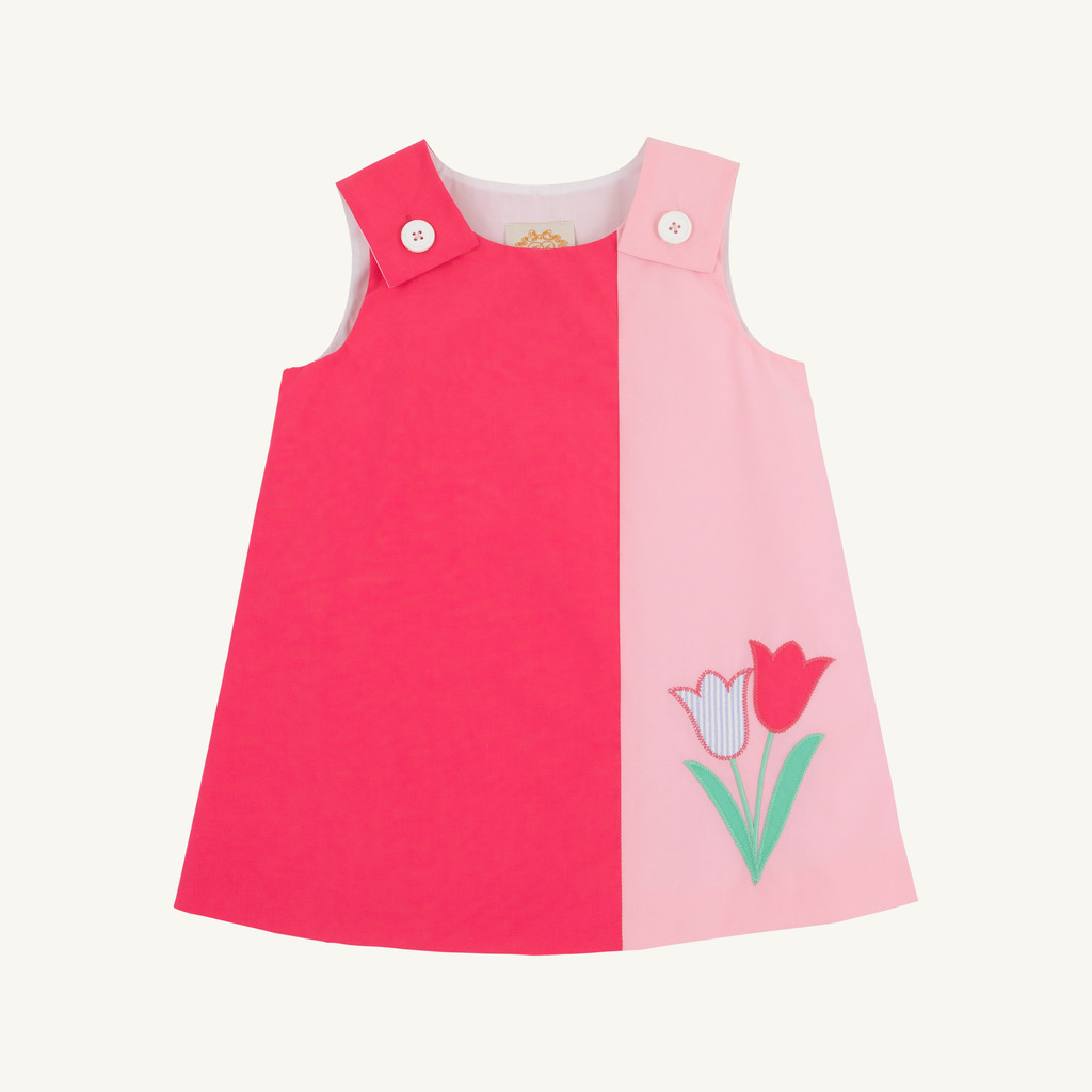 Caroline Colorblock Jumper Broadcloth - Palm Springs Punch/Sandpearl Pink