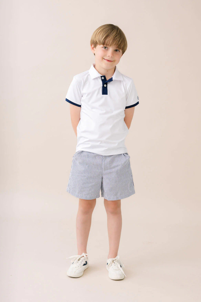 Parker Polo - Pure Coconut, Nantucket Navy