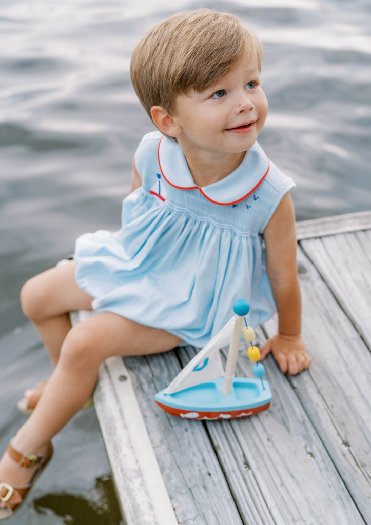 Beckett Bubble - Brentwood Blue Pique, Sailboat