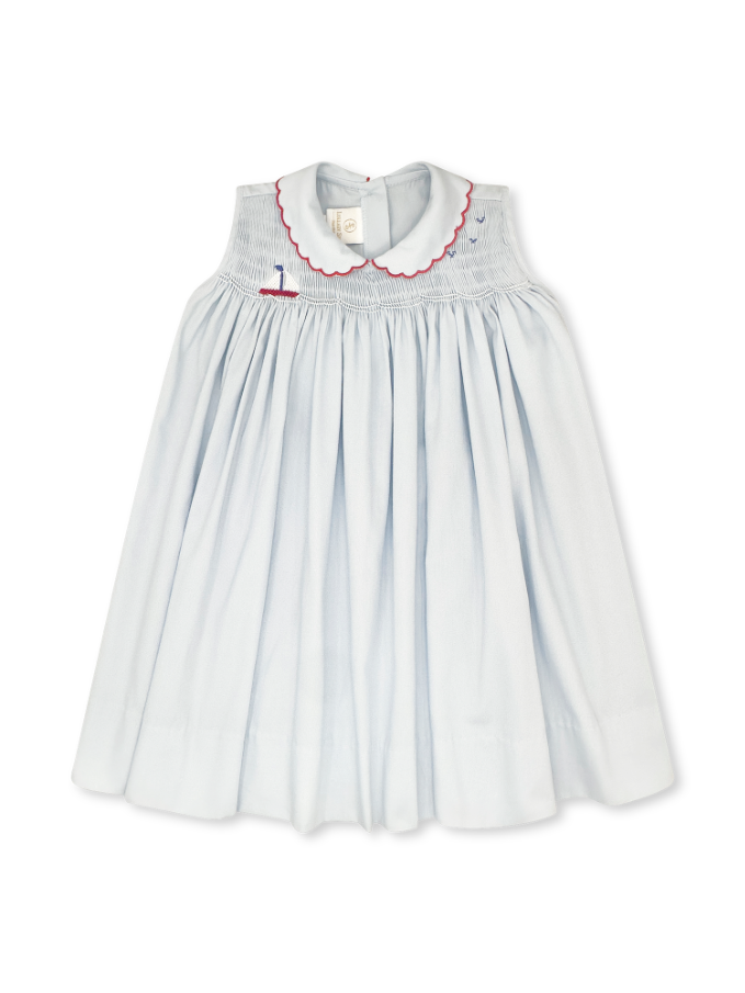 Ella Dress - Brentwood Blue Pique, Sailboat