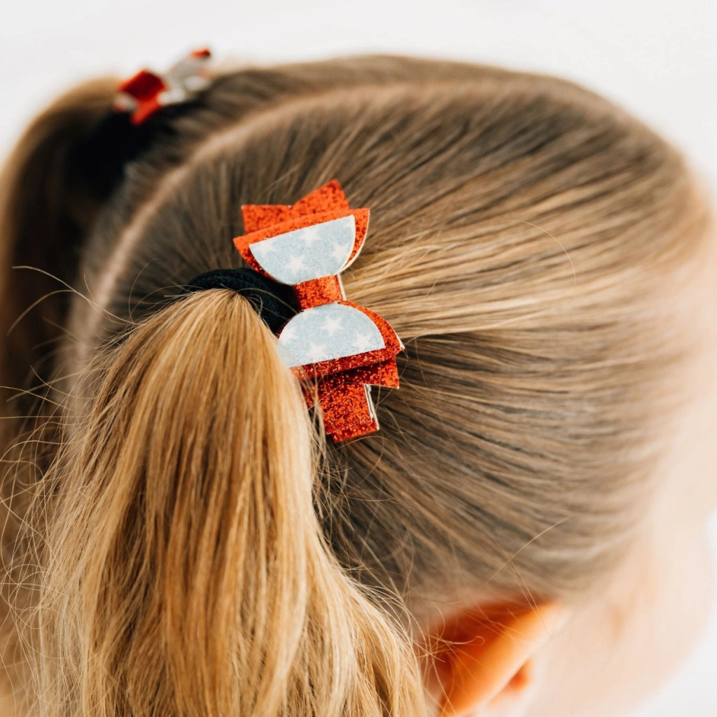 Glitter Flag Bow Clip Set