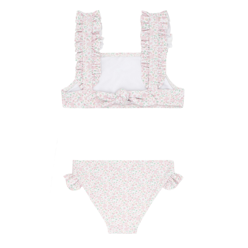 Girls Antique Floral Ruffle Strap Bikini