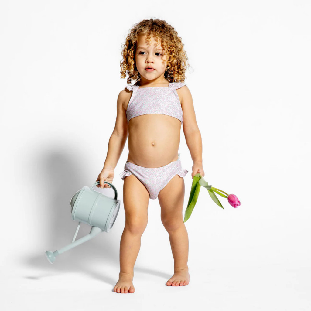 Girls Antique Floral Ruffle Strap Bikini