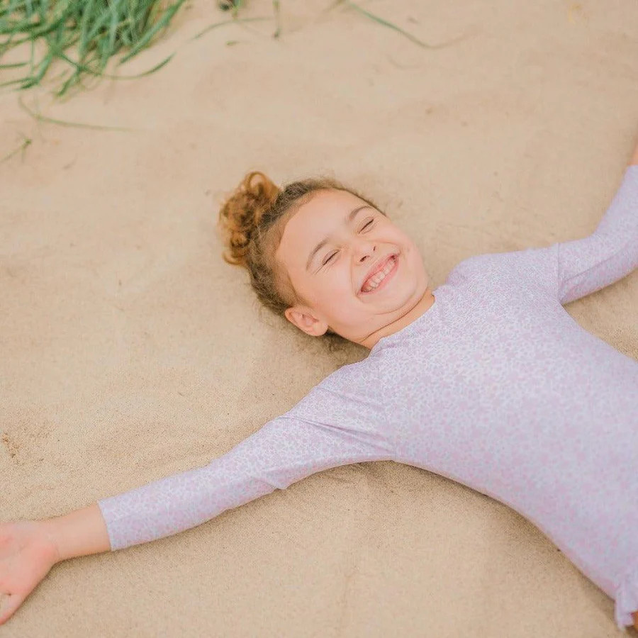 Girls Antique Floral Rashguard One Piece