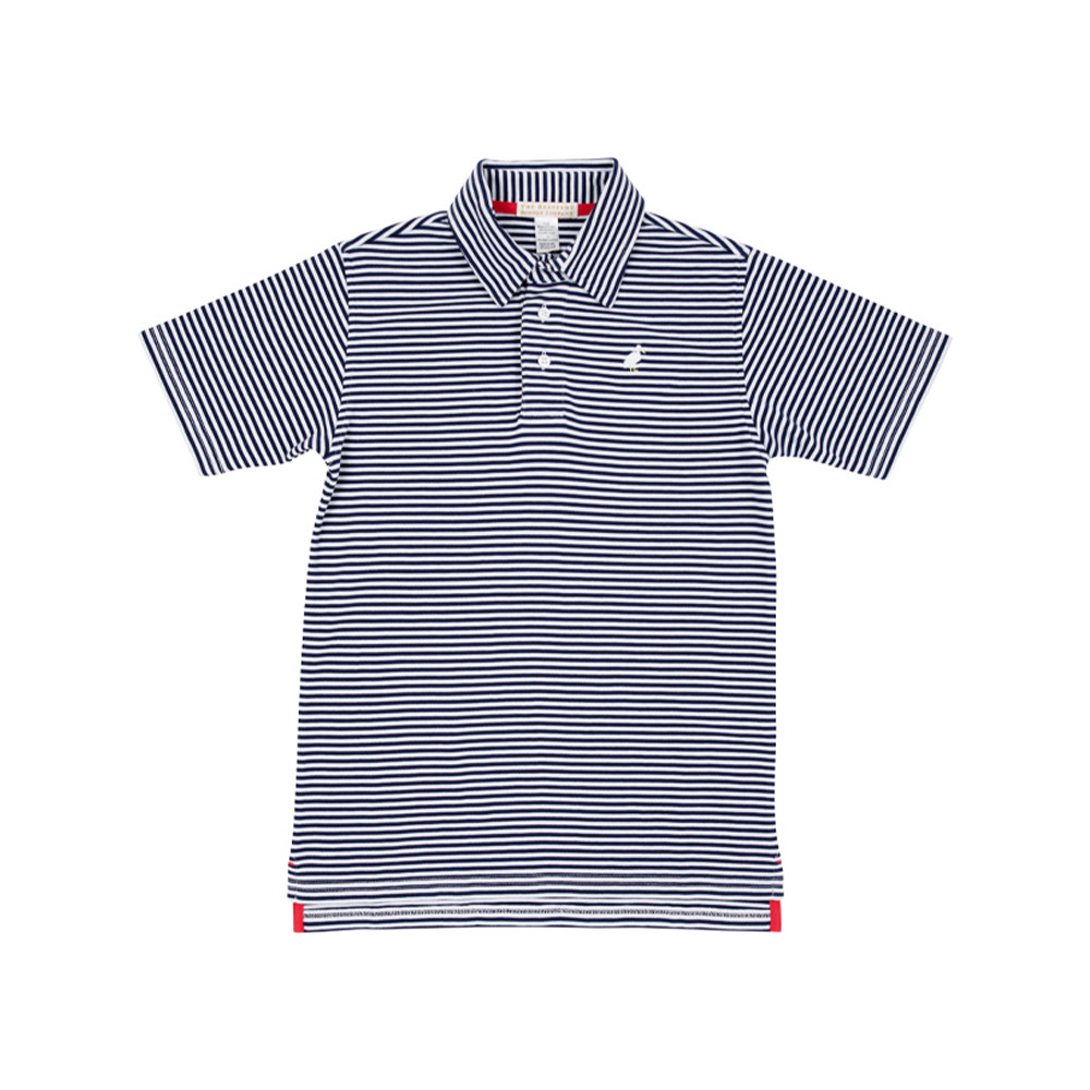 Prim and Proper Polo Pima Short Sleeve - Nantucket Navy Stripe/Multicolor