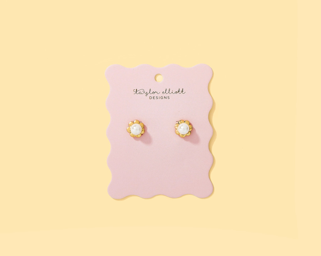Gold Plated Flower Pearl Earrings