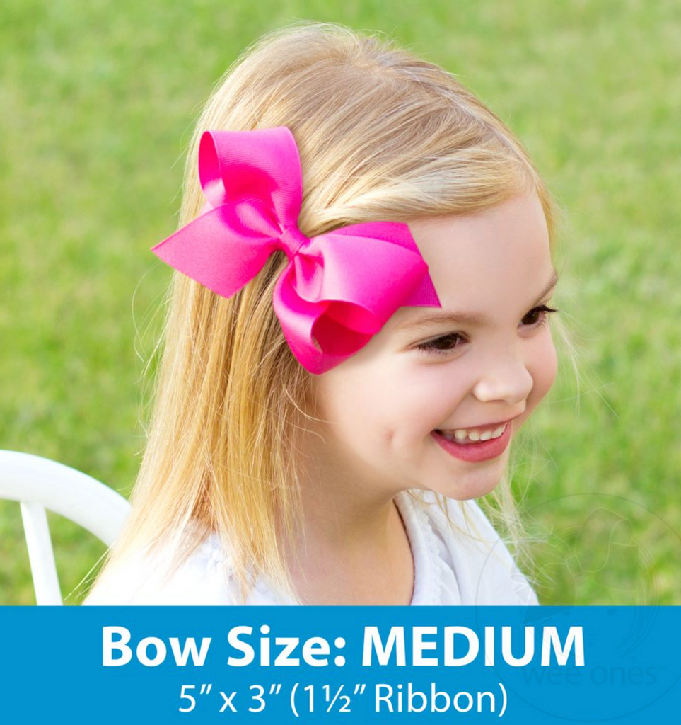 Medium Grosgrain Hair Bow with Scalloped Edge - Millennium Blue
