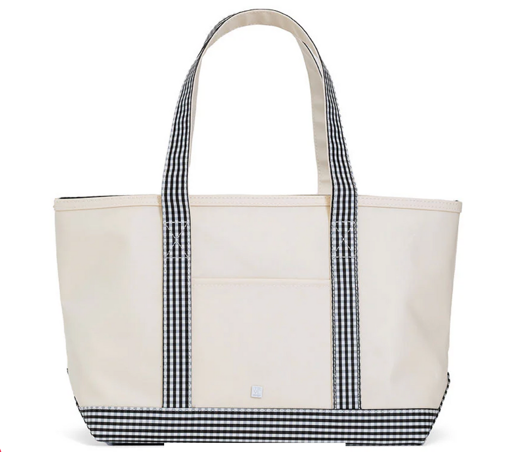 Medium Tote - Coated Canvas with Gingham Black