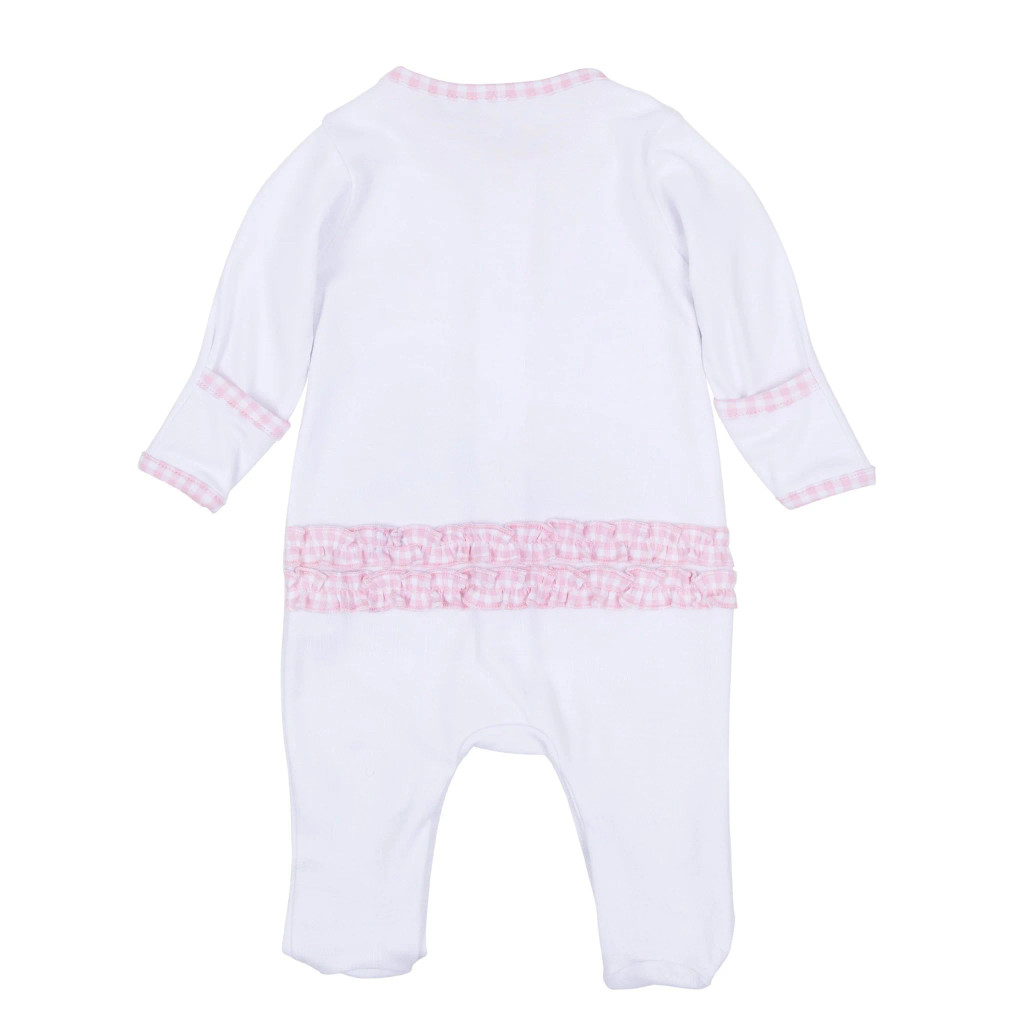 Sweet Golden Ruffle Footie - Pink