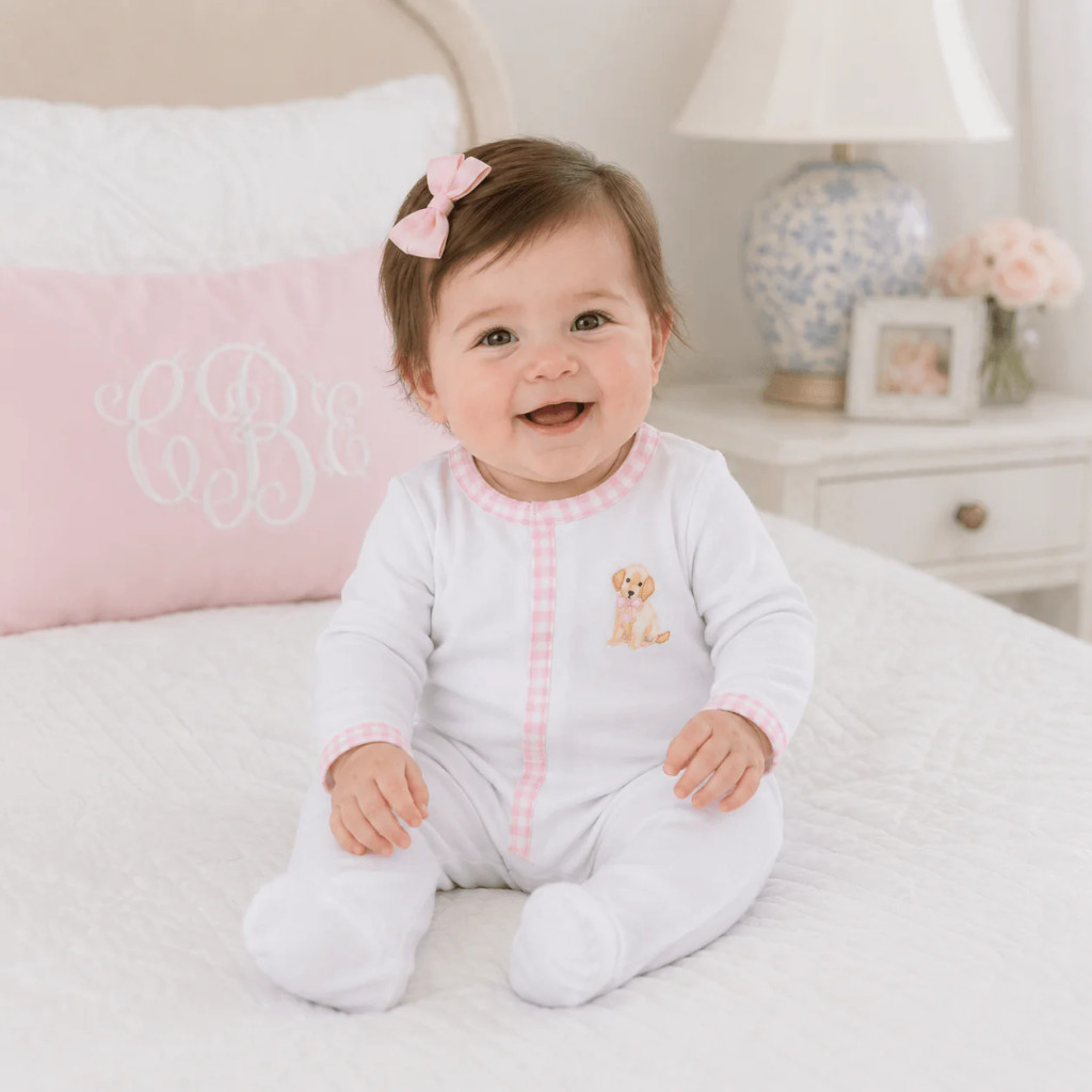 Sweet Golden Ruffle Footie - Pink