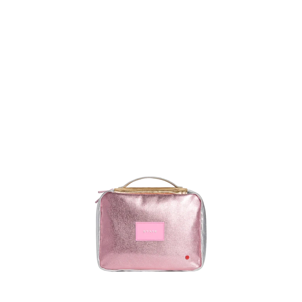 Benson Toiletry Kit - Metallic Pink/Silver