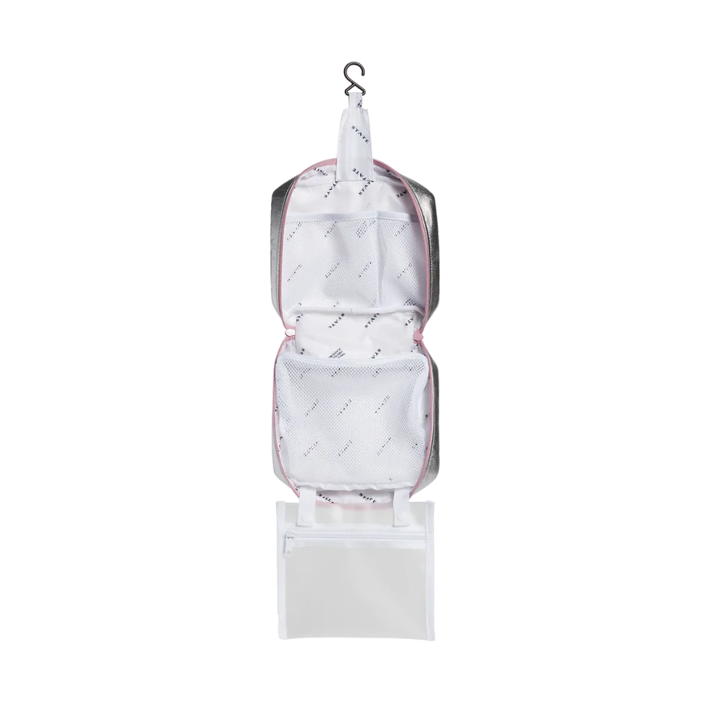 Benson Toiletry Kit - Metallic Pink/Silver