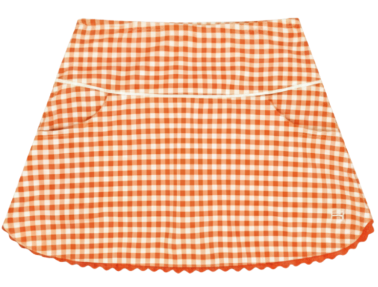 Teagan Tennis Skort - Orange Crush Gingham