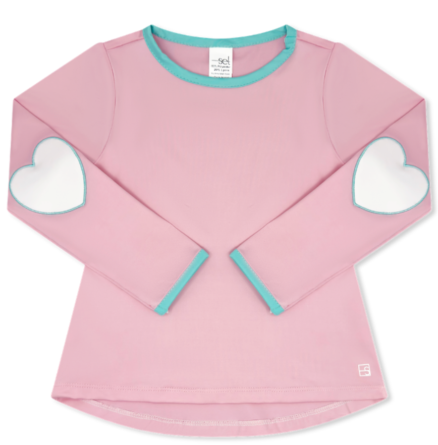 Kylie Long Sleeve Tee - Cotton Candy Pink, Totally Turquoise