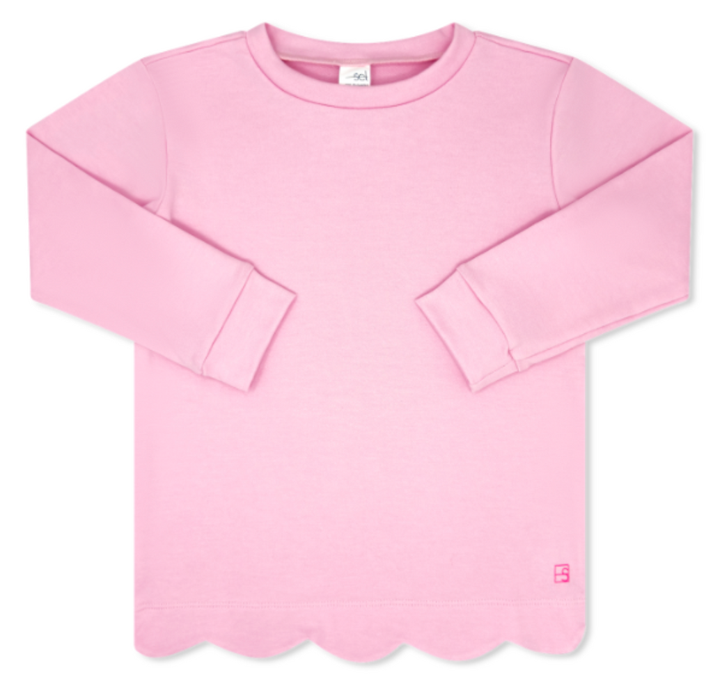 Shelby Scallop Sweatshirt - Cotton Candy Pink