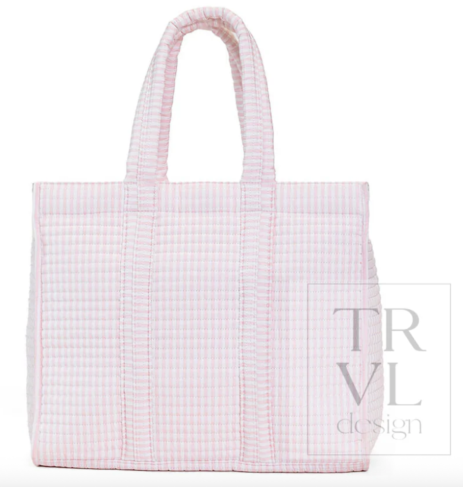 Quilted Go Go Tote - Pimlico Stripe Pink