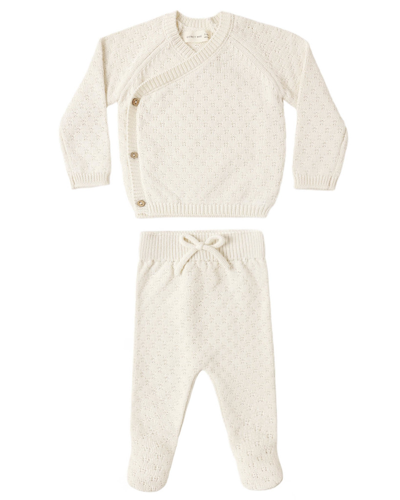 Knit Wrap Top and Pant Set - Natural