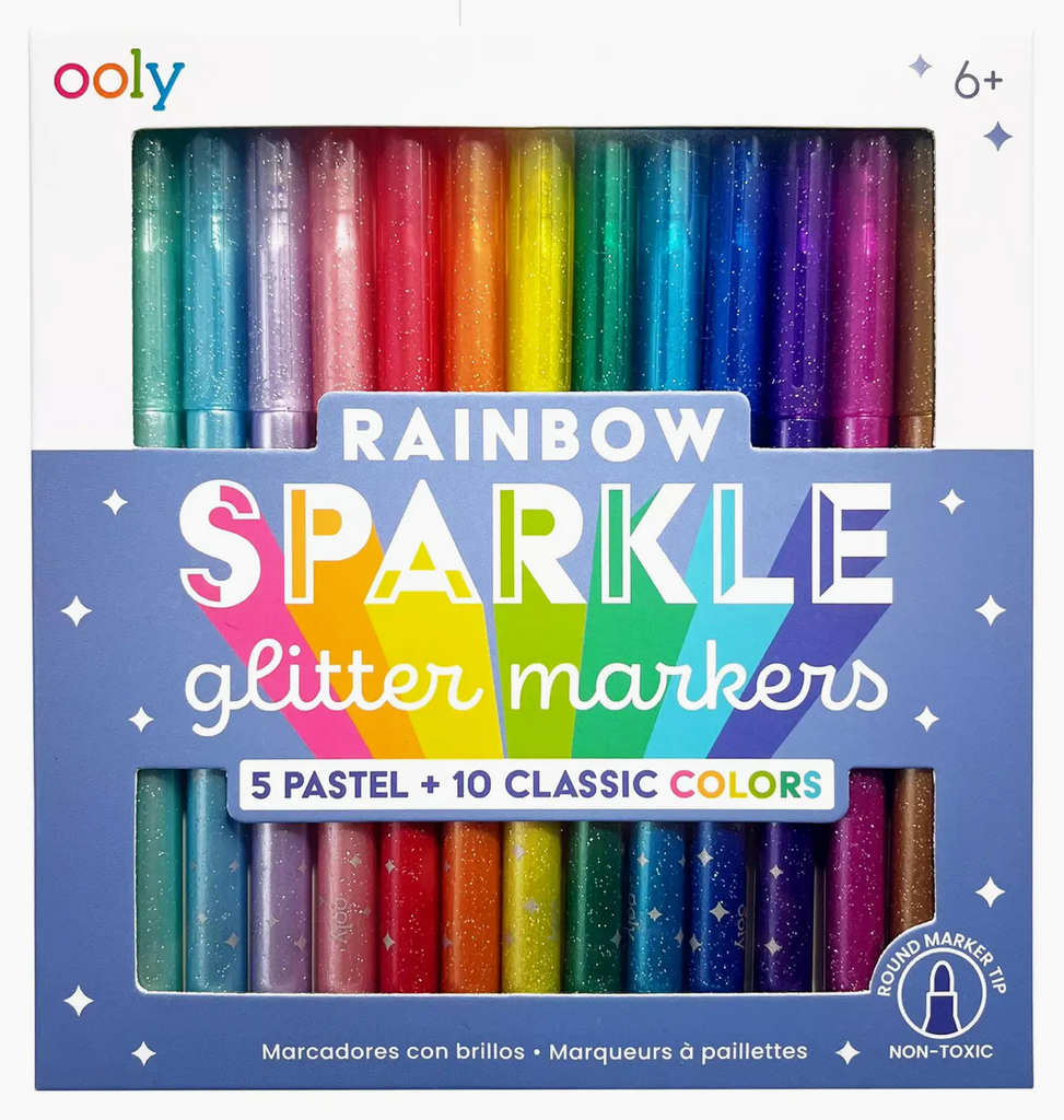 Rainbow Sparkle Glitter Markers - Set of 15