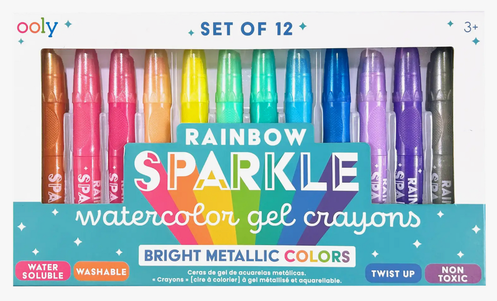Rainbow Sparkle Watercolor Gel Crayons - Set of 12