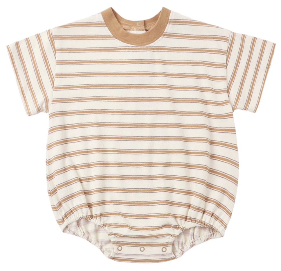 Relaxed Bubble Romper - Fawn Stripe