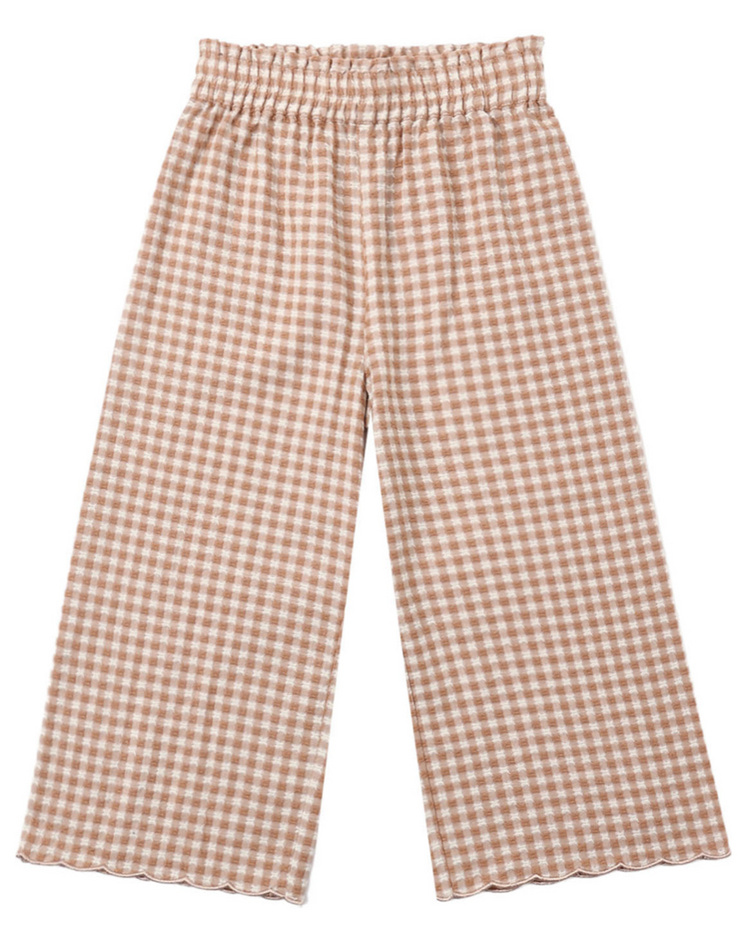 Wide Leg Pant - Fawn Gingham
