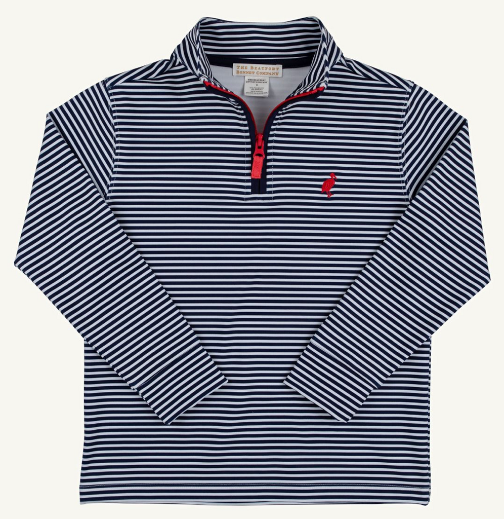 Prepletic Hayword Half Zip - Nantucket Navy Stripe/Richmond Red