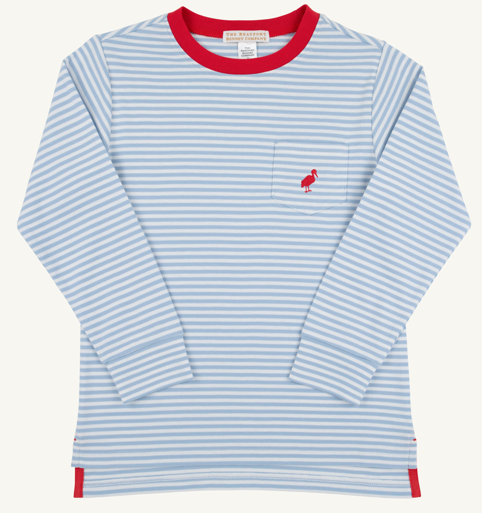 Long Sleeve Carter Crewneck - Barrington Blue Stripe/Richmond Red