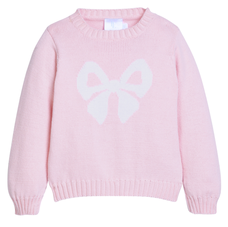 Intarsia Sweater - Light Pink Bow