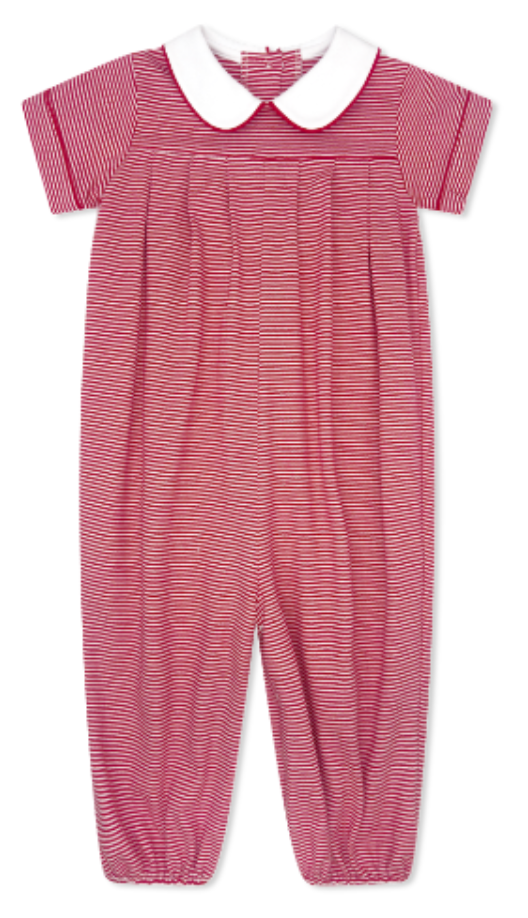 Precious Pleated Romper - Red Ministripe